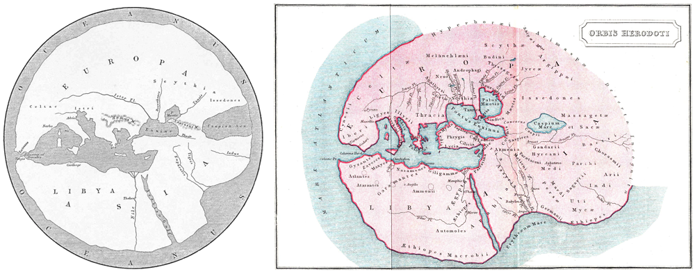 Early maps by Hecataeus and Herodotus