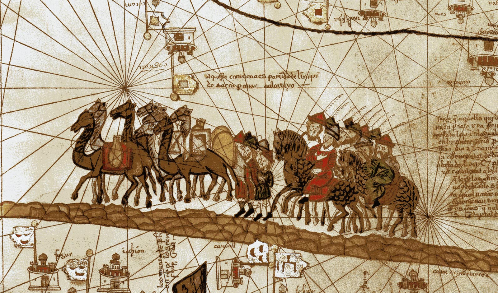 The caravan of Marco Polo traveling to India