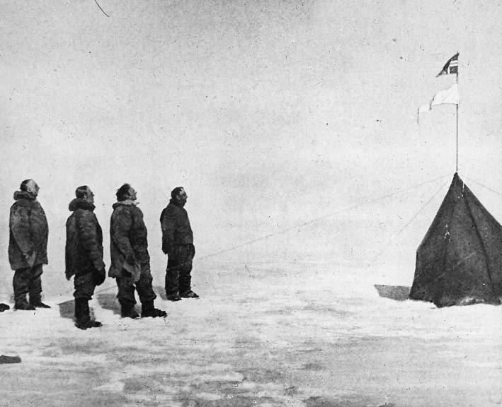 Roald Amundsen and his crew at the South Pole, 1911