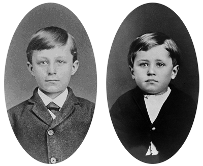 The Wright brothers as children in 1876: Wilbur (left) and Orville (right)